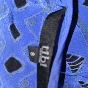 Tibi Blue and Black Patterned Blouse
